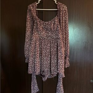Floral Long Sleeve Women's Romper